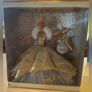 Mattel millennium celebration Barbie in Glittering Gold and White Dress